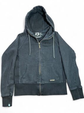 Hoodlamb Heavyweight Hemp Organic Cotton Full Zip Hoodie Washed Black Size XS